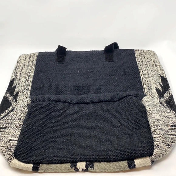 Panache Boho Aztec Woven Tote Bag With Pom Detail - Picture 4 of 10